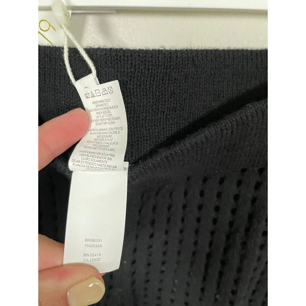 NWT‎ Sunshine 79 Resort Open Stitch Cover-Up Pants in Black Size Large